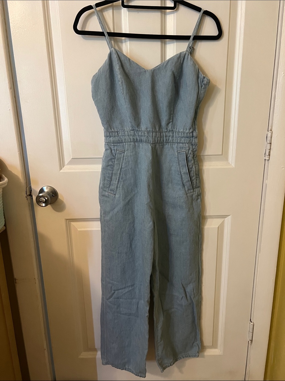 Mother Light Wash Denim Jumpsuit